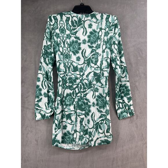 Rumer The Label Bodhi Long Sleeve Shirt Dress Plunging Neck Size Small Green - Picture 8 of 13